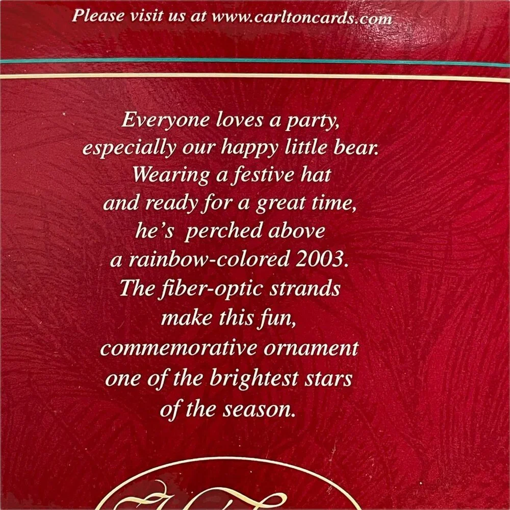 Heirloom‎ Collection 2003 Commemorative Fiber Optic Christmas Ornament Bear Star